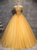 Gold Tulle Off the Shoulder Beading Quinceanera Dress