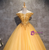 Gold Tulle Off the Shoulder Beading Quinceanera Dress