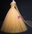 Gold Tulle Beading Off the Shoulder Quinceanera Dress