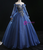 Fashion Navy Blue Tulle Appliques Long Sleeve Quinceanera Dress