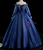 Fashion Navy Blue Tulle Appliques Long Sleeve Quinceanera Dress