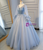 Blue Tulle Long Sleeve Pleats Beading Quinceanera Dress