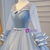 Blue Tulle Long Sleeve Pleats Beading Quinceanera Dress