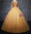 Gold Tulle Long Sleeve Beading Quinceanera Dress