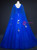 Royal Blue Tulle V-neck Appliques Quinceanera Dress