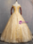 Gold Tulle Sequins Appliques Pearls Quinceanera Dress