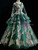 Dark Green Tulle Long Sleeve Appliques Quinceanera Dress