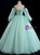 Green Tulle Long Sleeve Appliques Quinceanera Dress