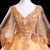 Gold Tulle Appliques V-neck Beading Quinceanera Dress