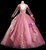 Pink Tulle Appliques V-neck Long Sleeve Quinceanera Dress