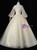 Champagne Tulle Appliques Puff Sleeve Quinceanera Dress