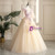 Champagne Tulle Appliques Flying Sleeve Quinceanera Dress