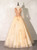 Orange Yellow Lace Short Sleeve Beading Quinceanera Dress