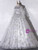 Silver Gray Tulle Sequins Long Sleeve Quinceanera Dress