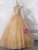 Tulle Sequins Long Sleeve High Neck Appliques Quinceanera Dress