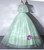 Green Tulle High Neck Appliuqes Pleats Quinceanera Dress