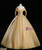 Gold Ball Gown Sequins Appliques Beading Quinceanera Dress