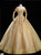 Gold Ball Gown Sequins Appliques Beading Quinceanera Dress