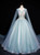 Blue V-neck Colorful Appliques Quinceanera Dress