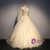 Yellow Tulle V-neck Backless Appliques Pearls Quinceanera Dress