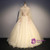 Yellow Tulle V-neck Backless Appliques Pearls Quinceanera Dress