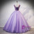 Purple Tulle Lace Appliques Pearls Quinceanera Dress