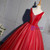 Red Tulle V-neck Beading Pearls Pleats Quinceanera Dress