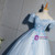 Blue Tulle Off the Shoulder 3D Appliques Quinceanera Dress