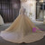 Champagne Tulle Sequins High Neck Long Sleeve Wedding Dress