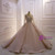 Dark Champagne Sequins V-neck Long Sleeve Wedding Dress