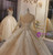 Champagne Long Sleeve Appliques Beading Wedding Dress