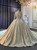 Long Sleeve Beading Sequins Backless Wedding Dress