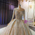 Long Sleeve Beading Sequins Backless Wedding Dress