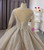Long Sleeve Backless Beading Sequins Wedding Dress