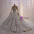 Long Sleeve High Neck Backless Beading Crystal Wedding Dress