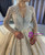 Champagne Sequins Pearls Long Sleeve Wedding Dress