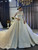 Sequins Beading High Neck Long Sleeve Wedding Dress