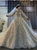 Sequins Pearls High neck Backless Long Sleeve Wedding Dress