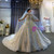 Sequins Pearls High neck Backless Long Sleeve Wedding Dress