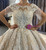 Champagne Sequins Appliques Beading Cap Sleeve Wedding Dress