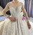 Long Sleeve Sequins Pearls Backless Wedding Dress