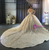 Champagne Tulle Sequins Beading Wedding Dress With Train