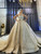 Long Sleeve Square Pearls Beading Wedding Dress