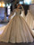 Tulle Sequins High Neck Backless Long Sleeve Wedding Dress