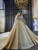 Champagne Sequins Beading Long Sleeve Wedding Dress