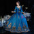 Royal Blue Square Long Sleeve Baroque Dress