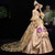 Gold Satin Lace Long Sleeve Bow Antonietta Baroque Dress