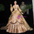 Gold Satin Lace Long Sleeve Bow Antonietta Baroque Dress