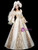 Satin Gold Sequins V-neck Long Sleeve Victorian Antonietta Dress