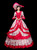 Fuchsia White Satin Print Short Sleeve Baroque Victorian Dress
